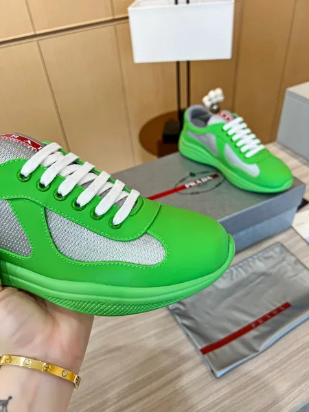 Prada America’s Cup Sneakers in Green Rubber and Bike Fabric product view 5