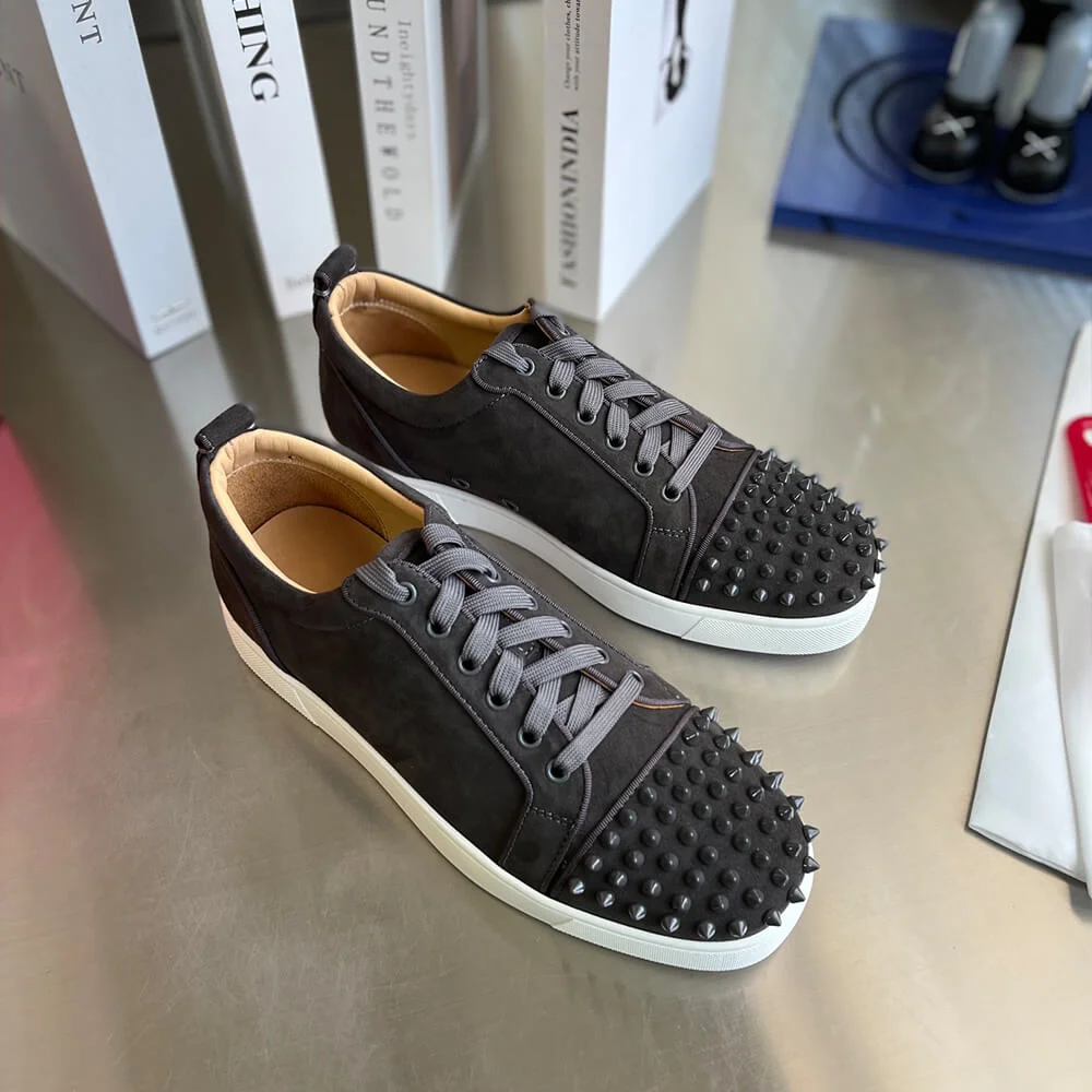 Christian Louboutin Louis Junior Spikes Sneakers Black with White Sole product view 4