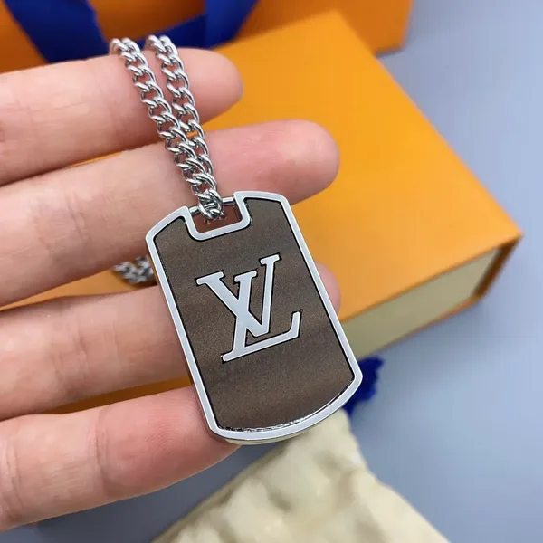 Louis Vuitton Reversible LV Tag Pendant Necklace Silver-Tone product view 2