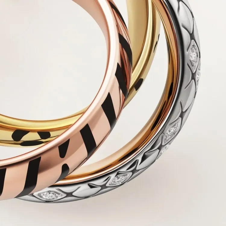 Cartier Trinity Three-Tone Animal-Pattern Interlocking Ring product view 7