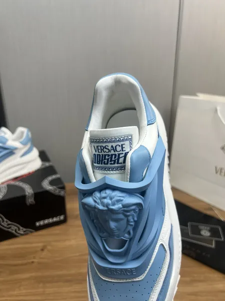 Versace Blue & White Leather Sneakers product view 11
