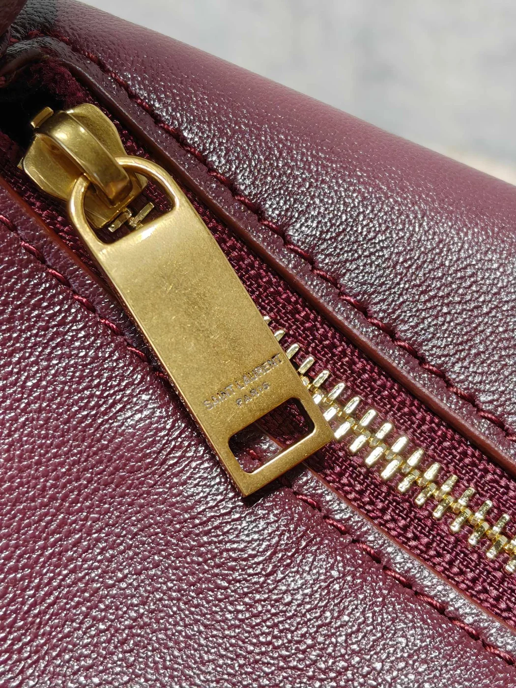 Saint Laurent Amalia Mini Hobo Bag — Burgundy product view 7