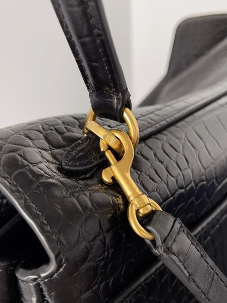 Balenciaga Rodeo Large Bag in Black Croc-Embossed Calfskin product view 5