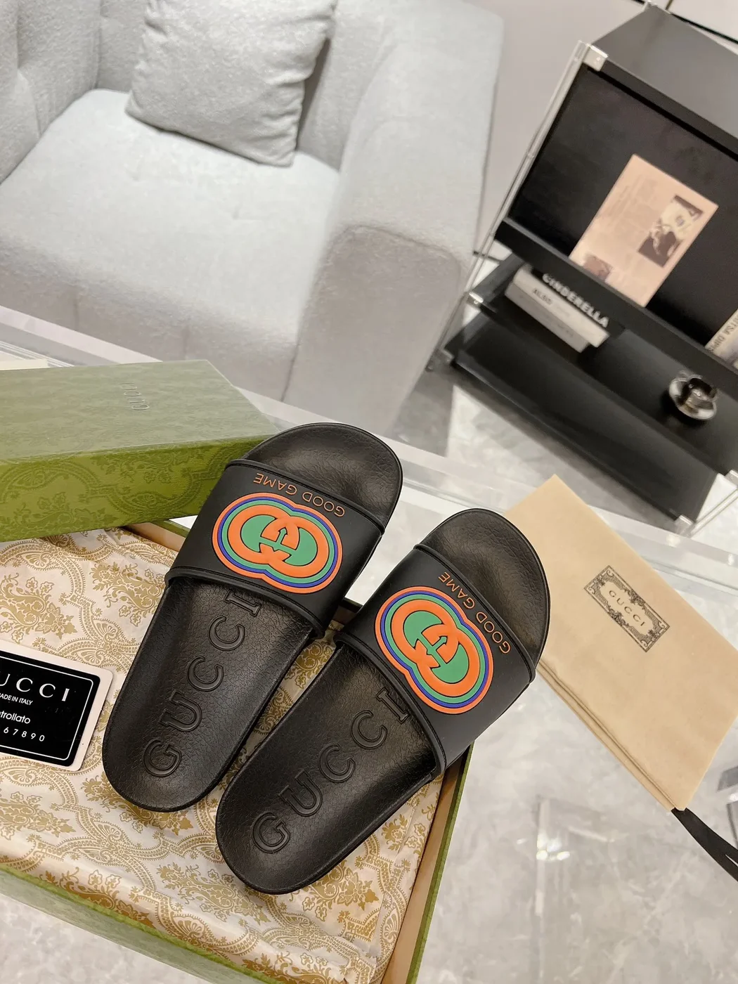 Gucci Good Game Slide Sandals Black product view 3
