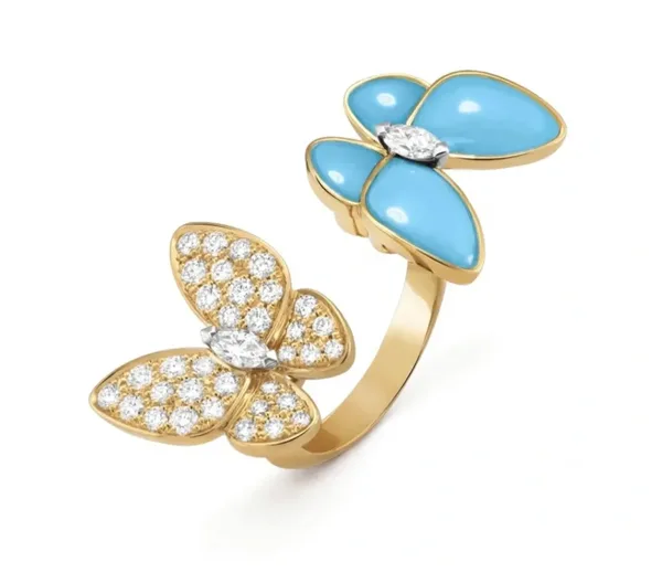 Van Cleef & Arpels Two Butterfly Blue and Gold-Tone Open Ring product photo
