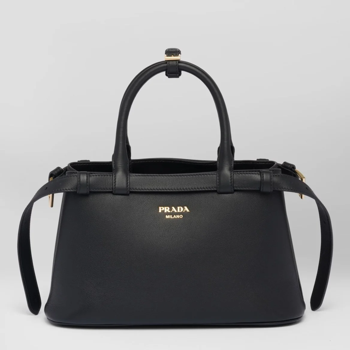 Prada Small Handbag in Black Leather with Belt product view 1