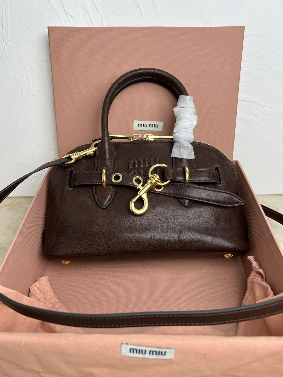 Miu Miu Aventure Small Top-handle Bag in Briarwood Nappa Leather product view 6
