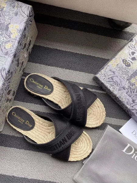 Dior Granville Espadrilles Sandals In Black Embroidered Cotton product view 7