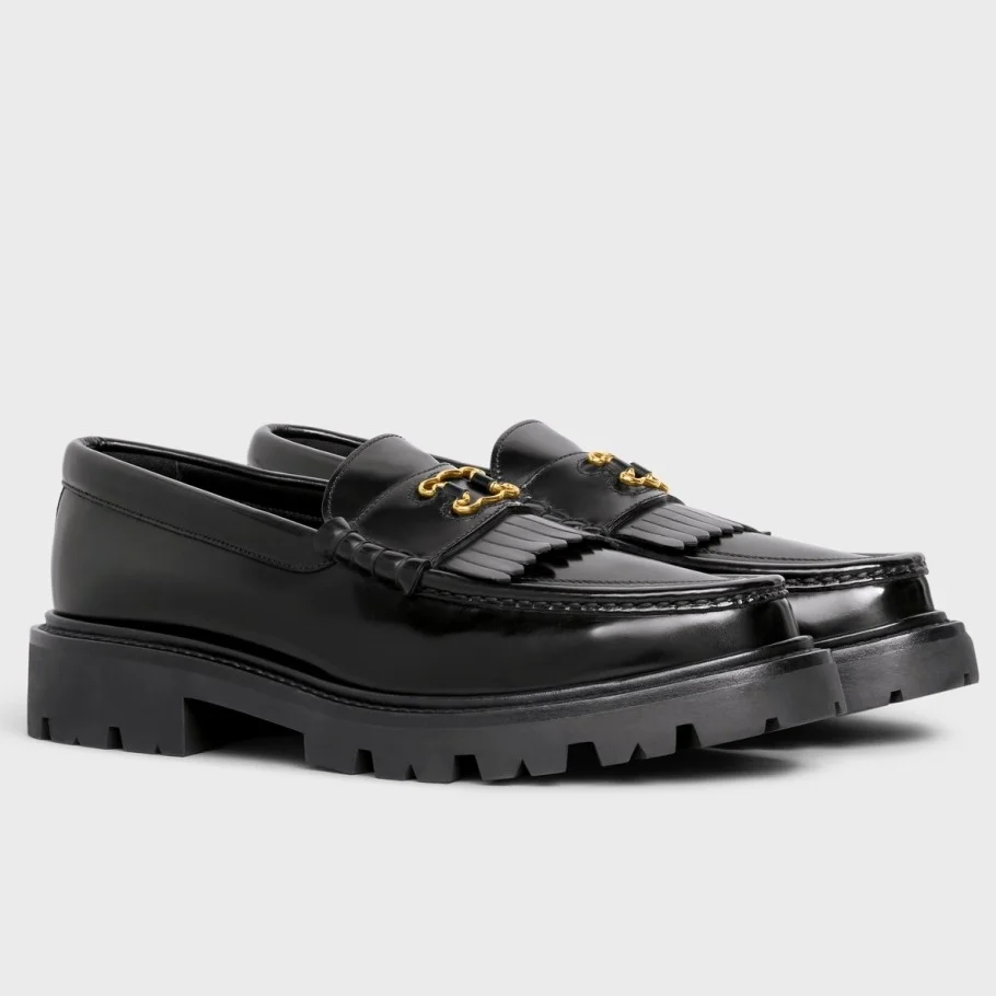 Celine Margaret Loafers in Black Leather with Triomphe Frame product view 1