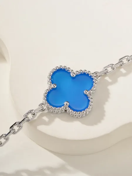 Van Cleef & Arpels Alhambra Blue Clover and Silver-Tone Knot Bracelet product view 6