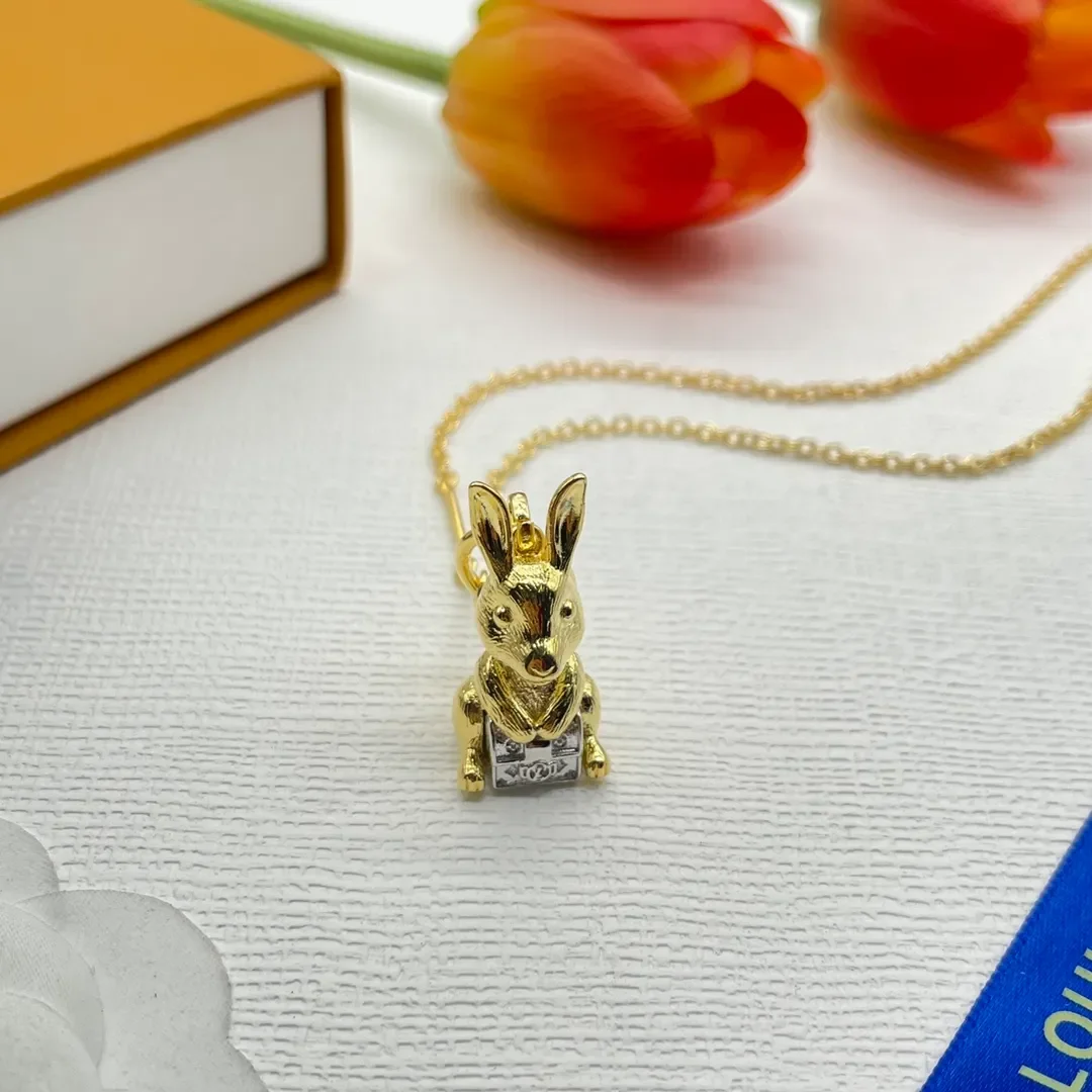Louis Vuitton Sculptural Rabbit Pendant Necklace Gold-Tone product view 1