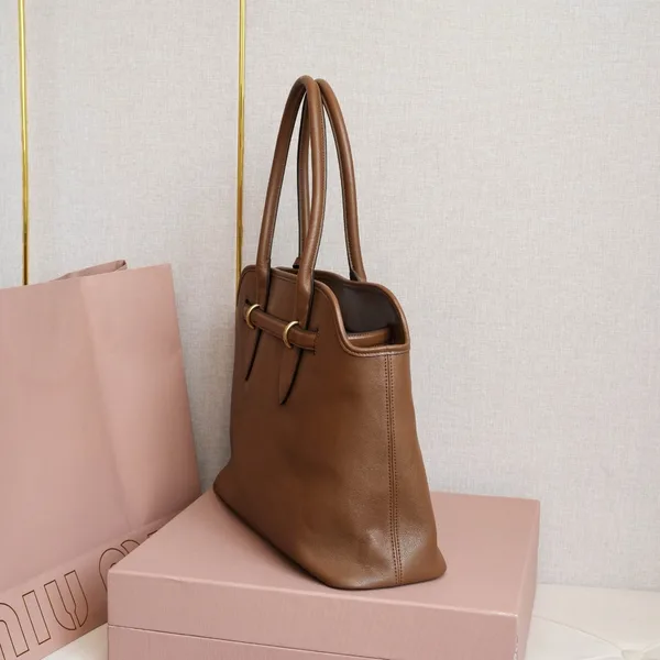 Miu Miu Aventure Large Shopper Bag in Brown Nappa Leather product view 4