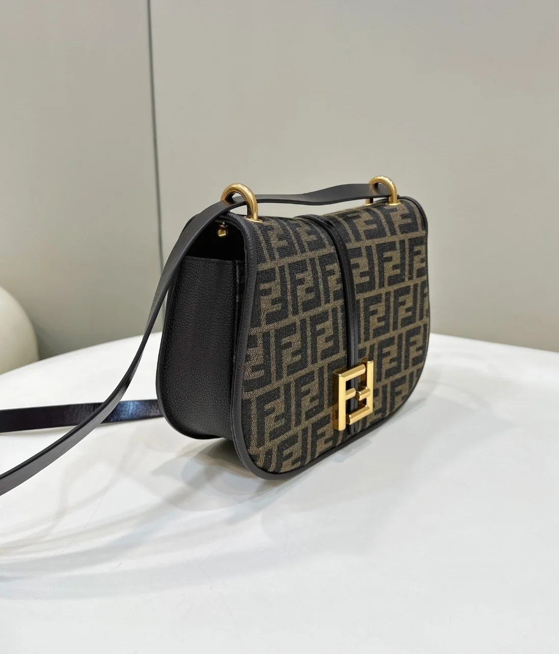 Fendi C’mon Medium Bag in FF Jacquard Fabric and Leather product view 7