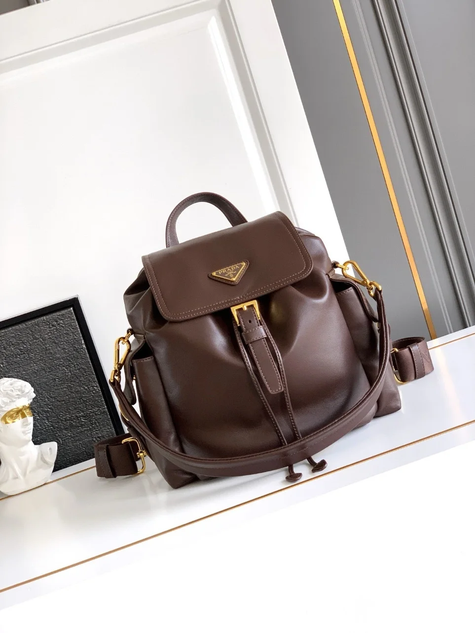 Prada Explore Medium Backpack in Sienna Nappa Leather product view 4