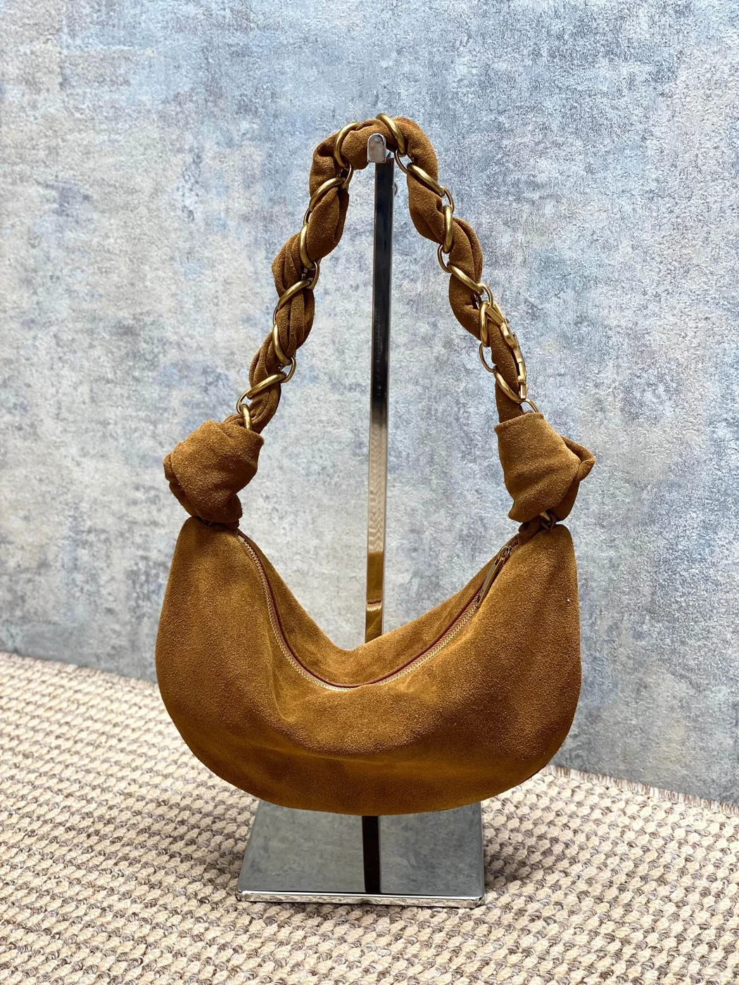 Saint Laurent Amalia Mini Hobo Bag — Tan Suede product view 1