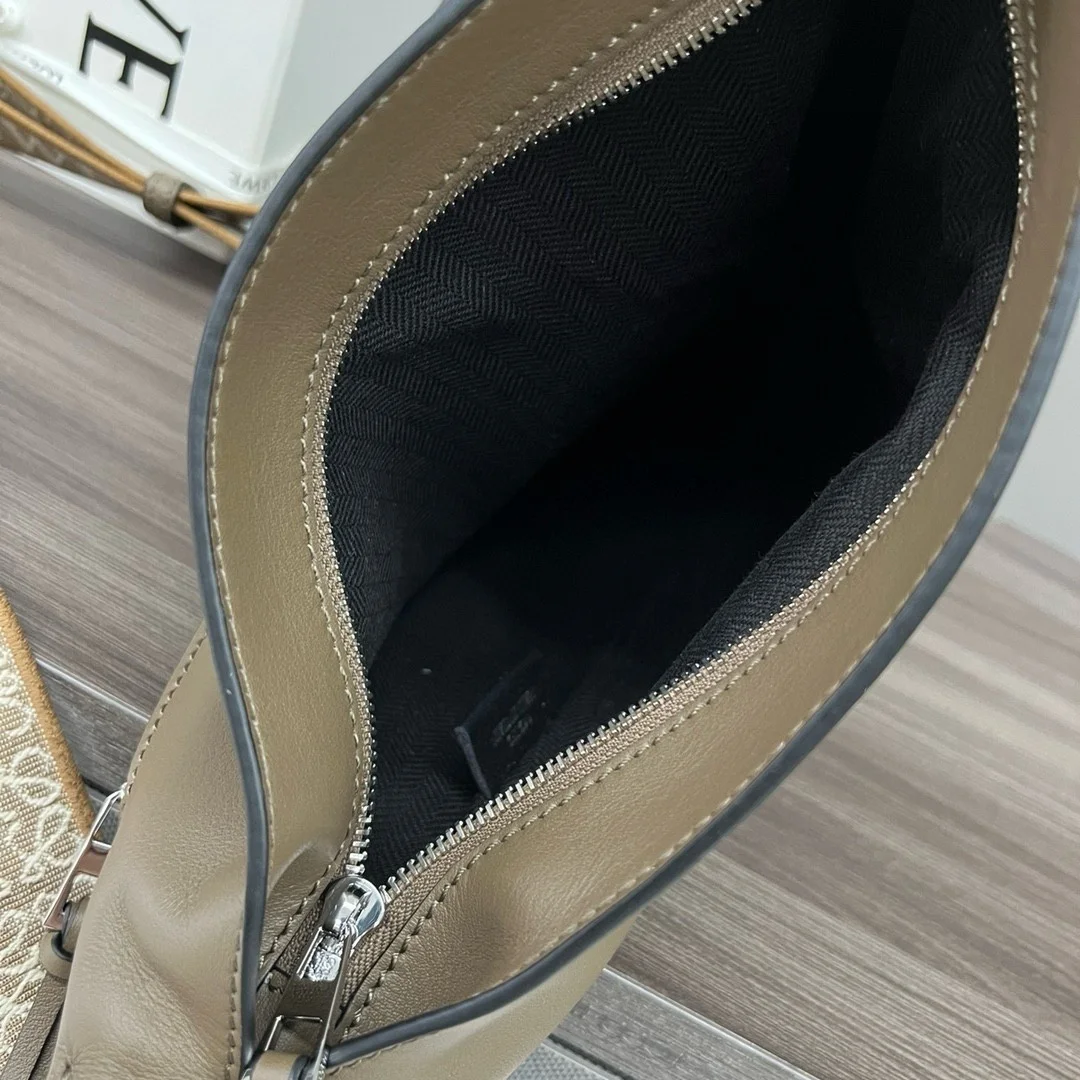 Loewe Anton Sling Bag in Olive Calfskin and Jacquard product view 9