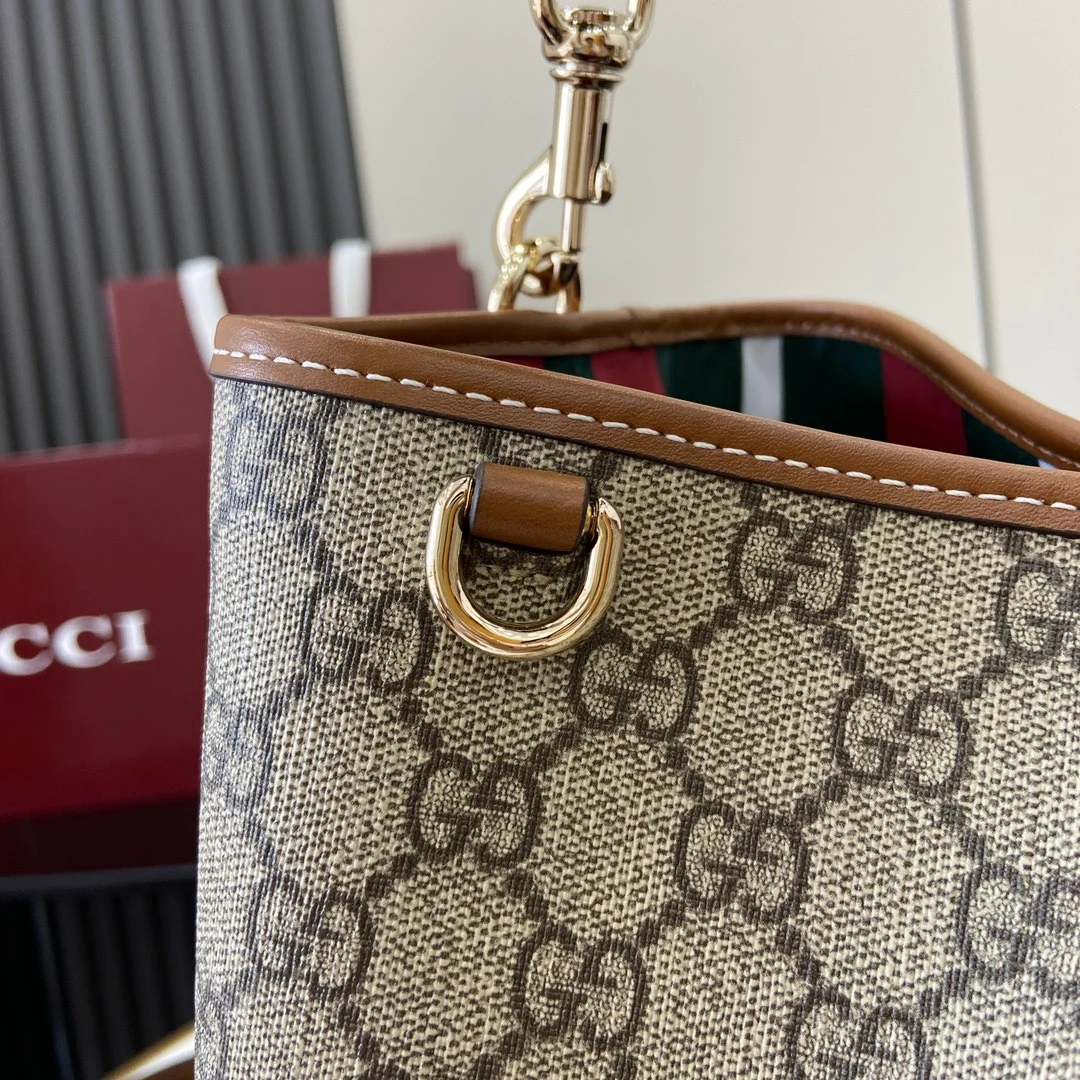 Gucci Gg Emblem Medium Bucket Bag — Beige and Brown product view 6