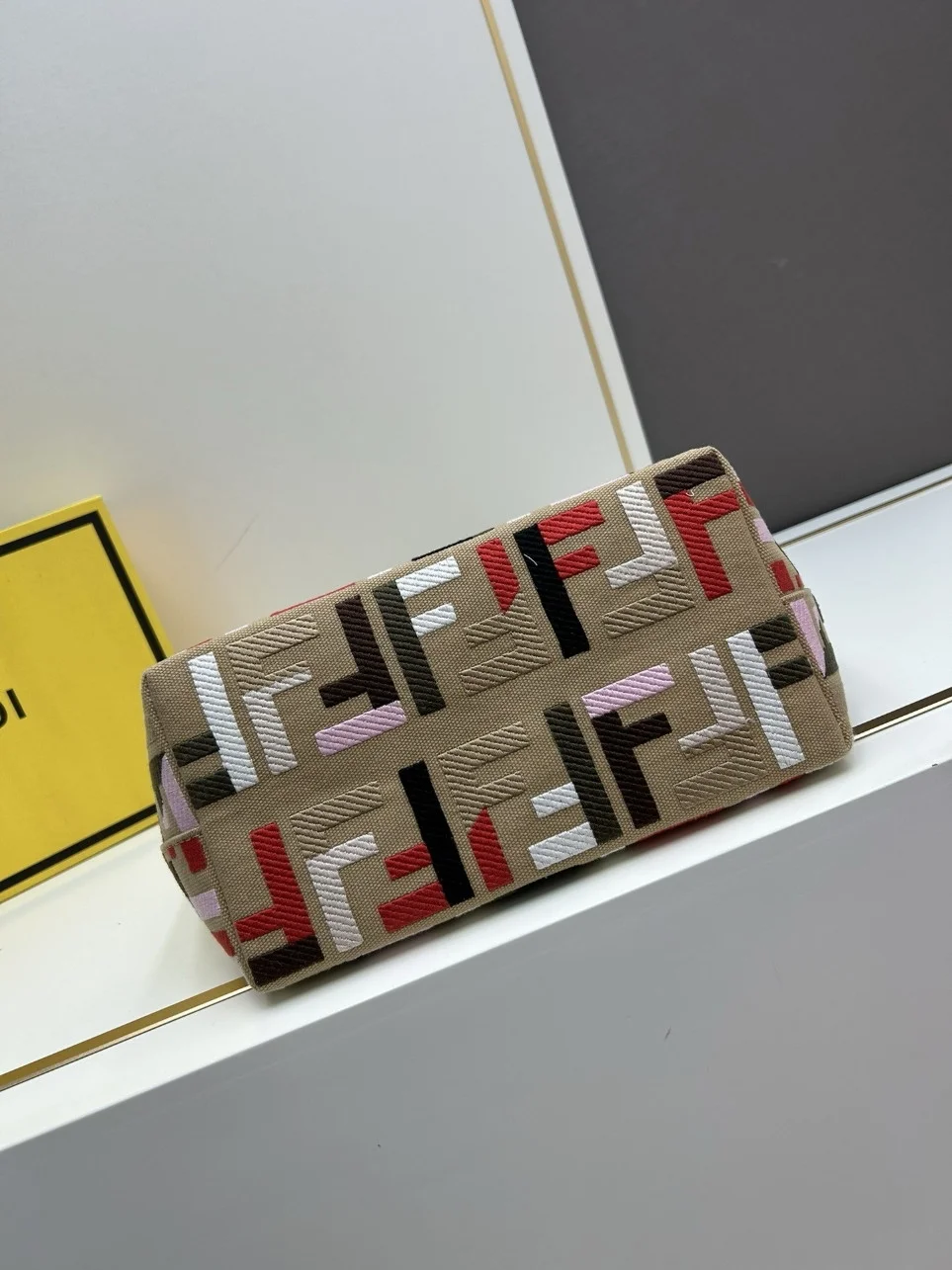 Fendi Small Roll Tote in Canvas with Multicolor FF Embroidery product view 4