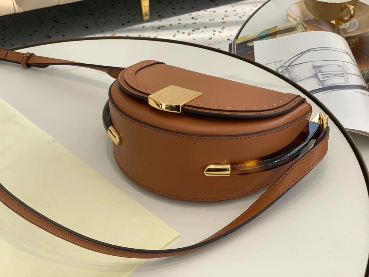 Fendi Moonlight Saddle Bag In Brown Calfskin product view 6