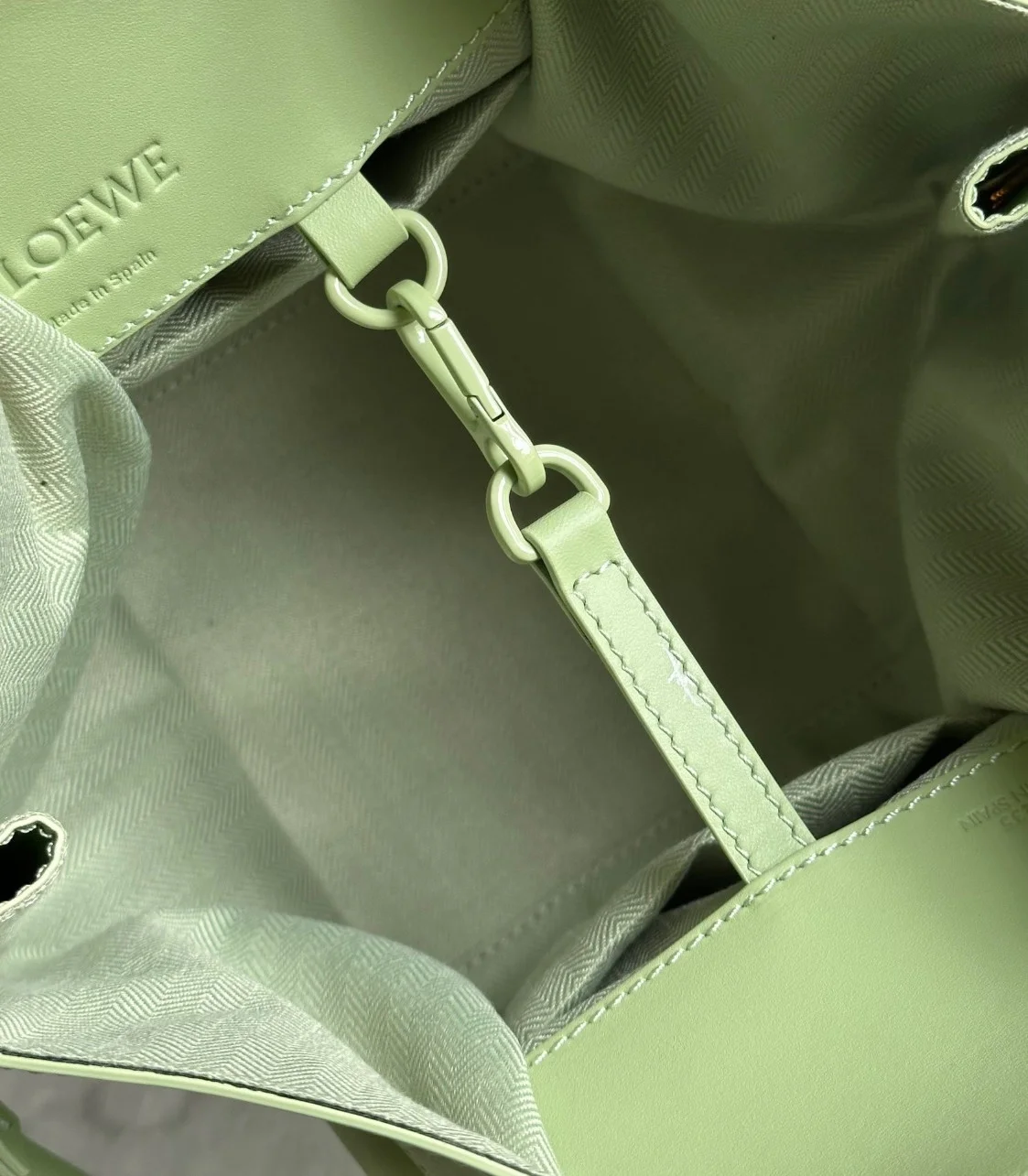 Loewe Compact Hammock Bag in Lime Green Satin Calfskin product view 9
