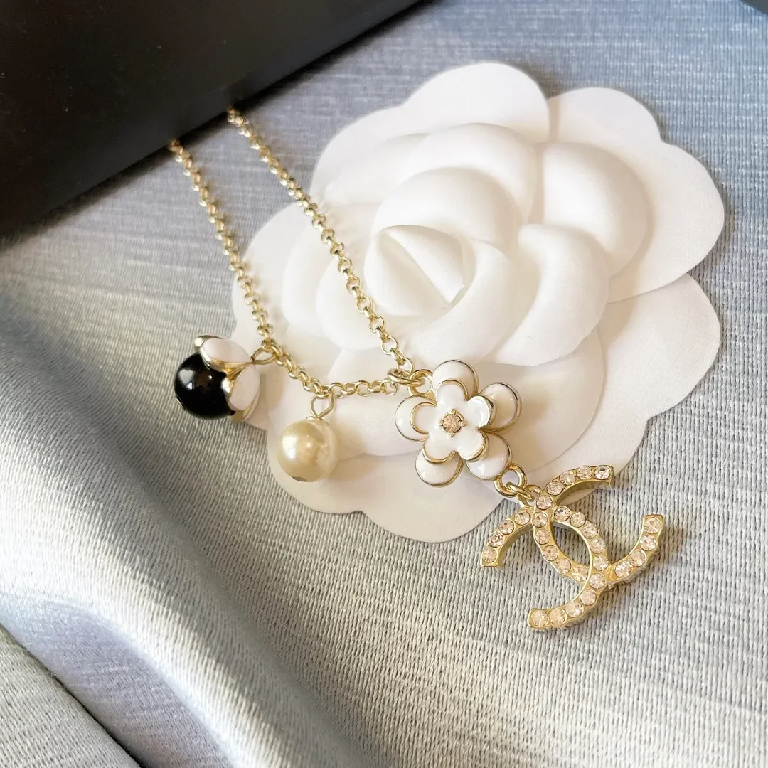 Chanel Flower Pearl-Effect CC Pendant Necklace Gold-Tone product view 2