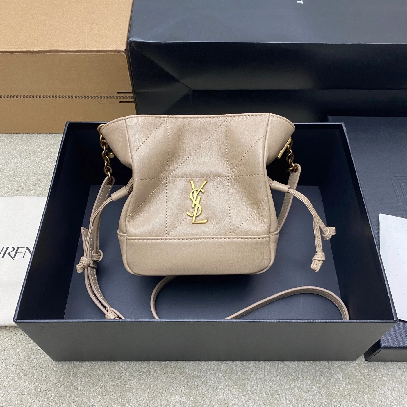 Saint Laurent Jamie Mini Shoulder Pouch — Beige product view 1