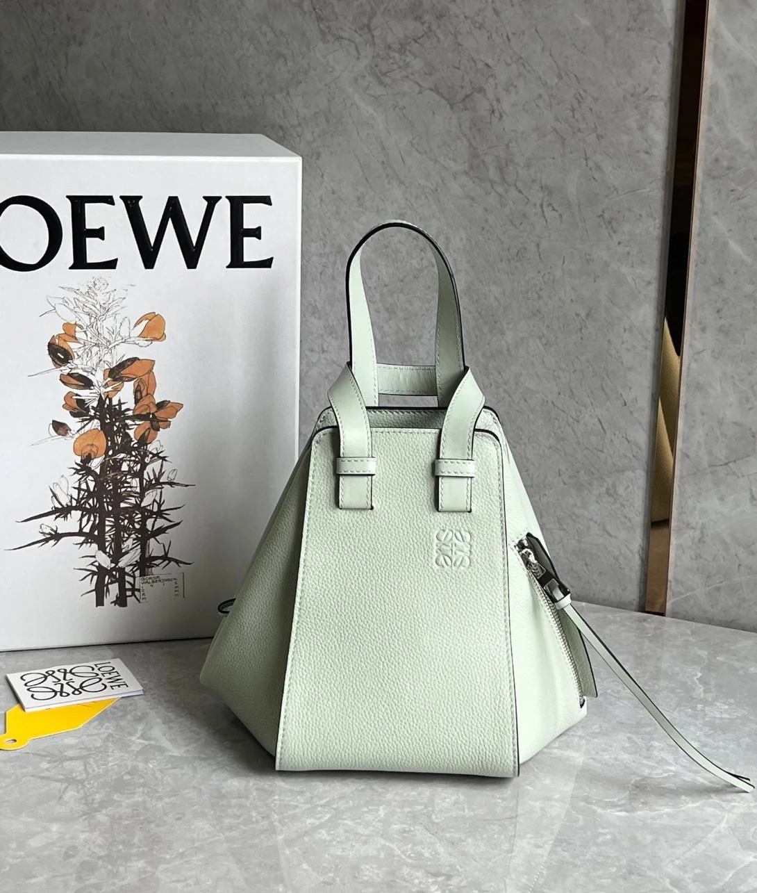 Loewe Compact Hammock Bag in Light Celadon Grained Calfskin product view 3