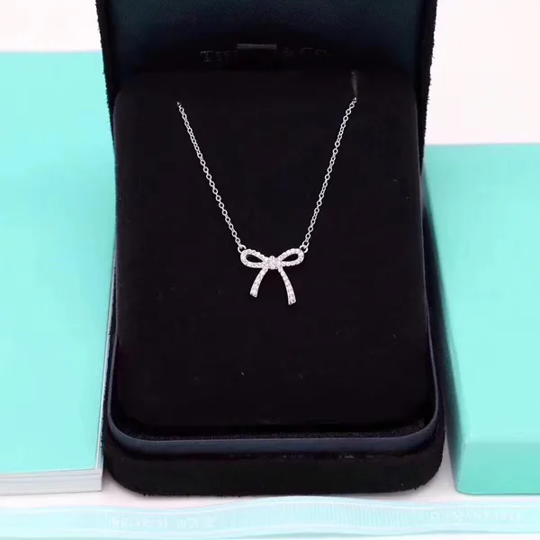 Tiffany & Co. Mini Pavé-Effect Bow Necklace Silver-Tone product view 3