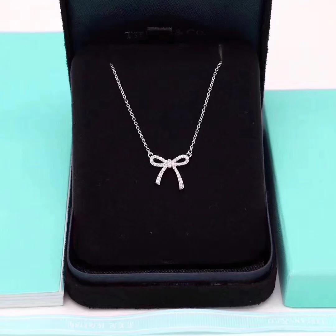 Tiffany & Co. Mini Pavé-Effect Bow Necklace Silver-Tone product view 3