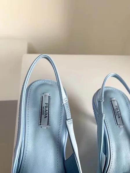 Prada Gabardine Slingback Pumps In Light Blue Nylon product view 6
