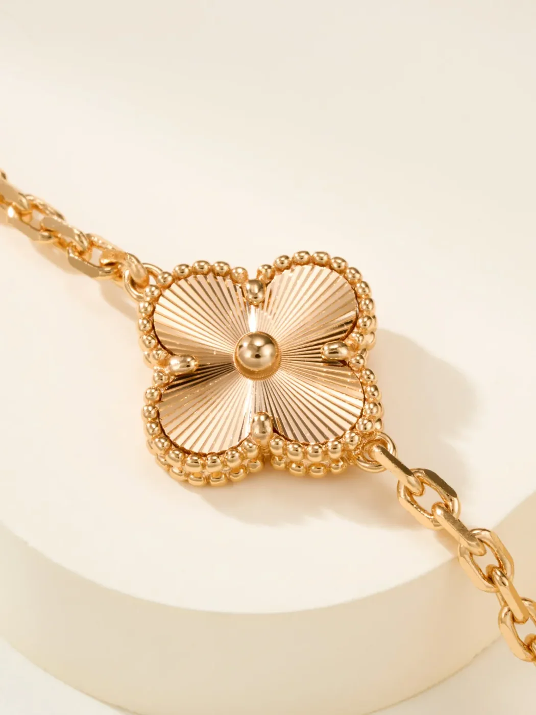 Van Cleef & Arpels Alhambra Pale Pink Clover and Gold-Tone Knot Bracelet product view 6