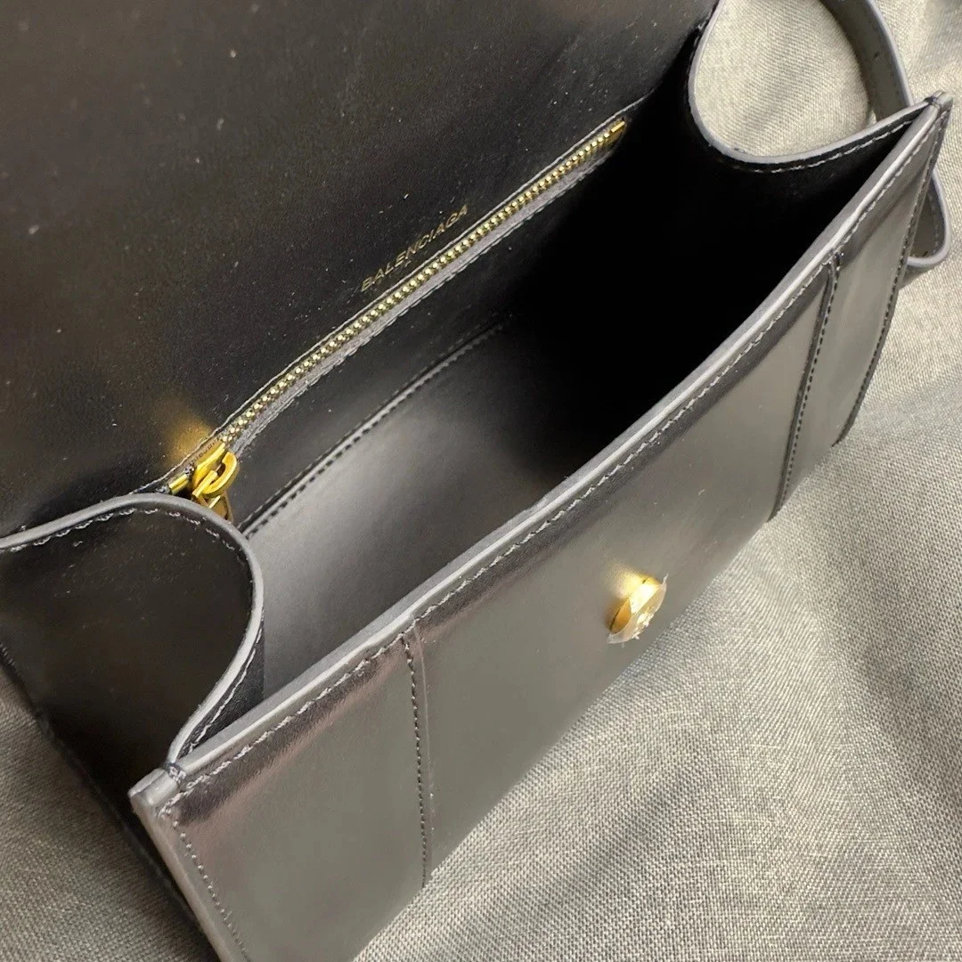 Balenciaga Hourglass Small Bag in Black Box Calfskin product view 6
