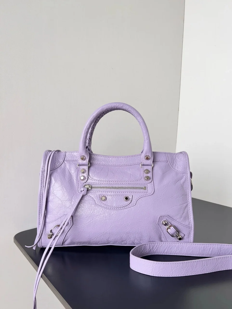 Balenciaga Le City Small Bag in Lilas Arena Lambskin product view 7