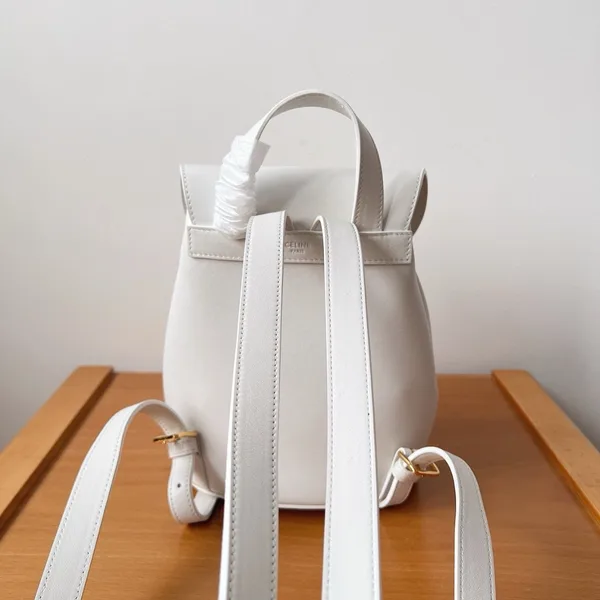 Celine Bonnie Backpack in White Calfskin product view 6
