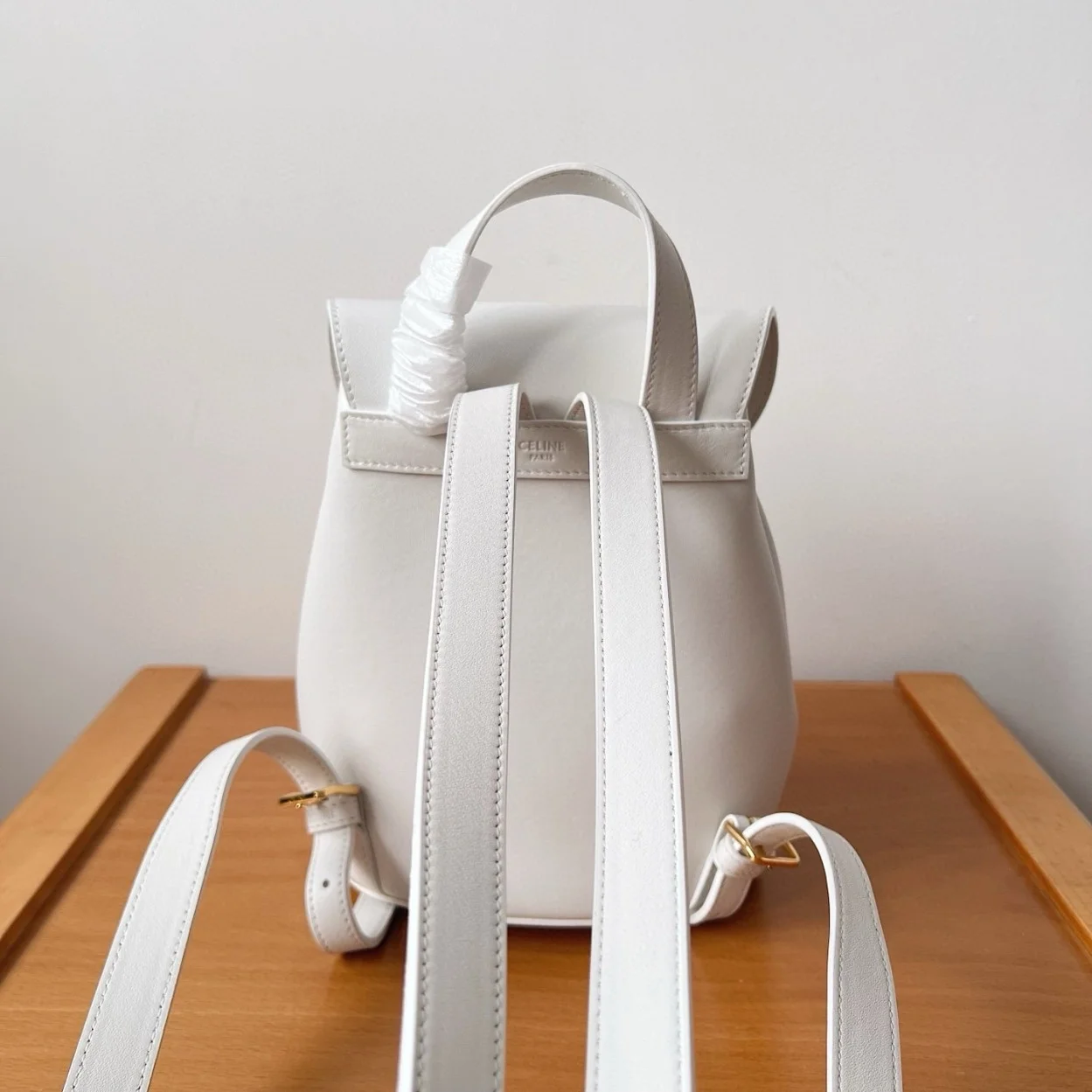 Celine Bonnie Backpack in White Calfskin product view 6