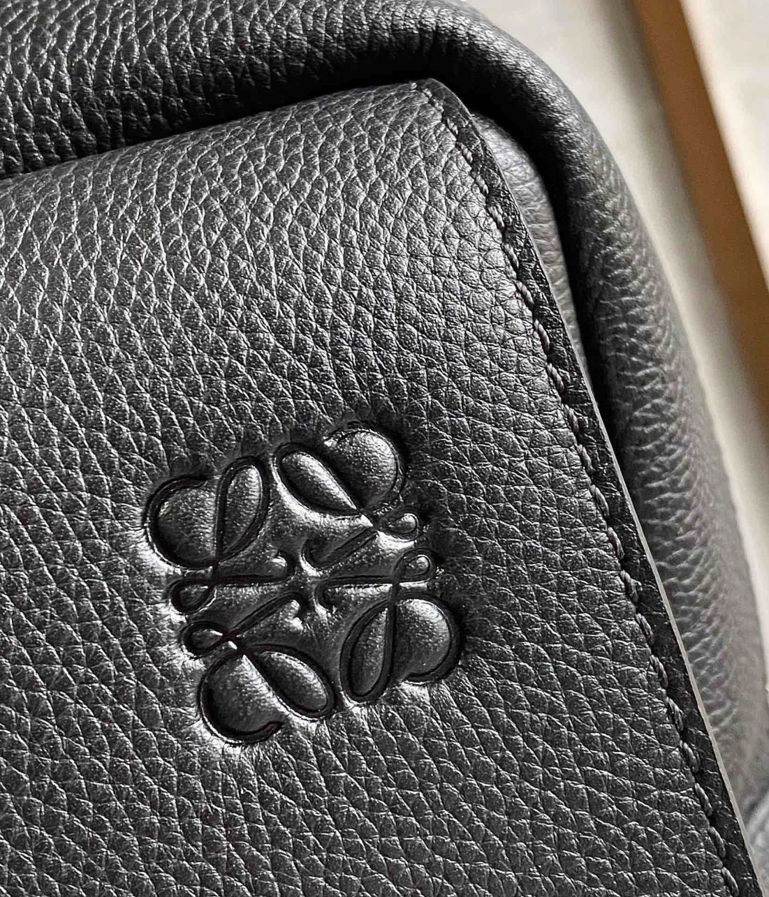 Loewe Military Backpack in Black Grained Leather product view 7