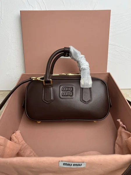Miu Miu Arcadie Medium Bag in Dark Brown Leather product view 2