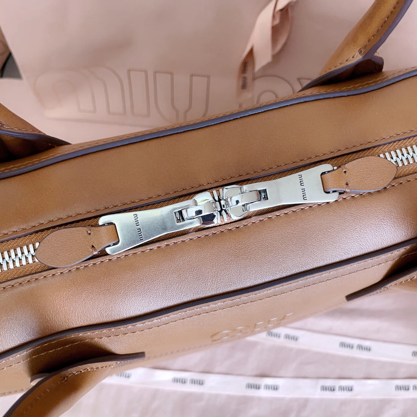 Miu Miu Vivant Leather Bag — Cognac product view 5