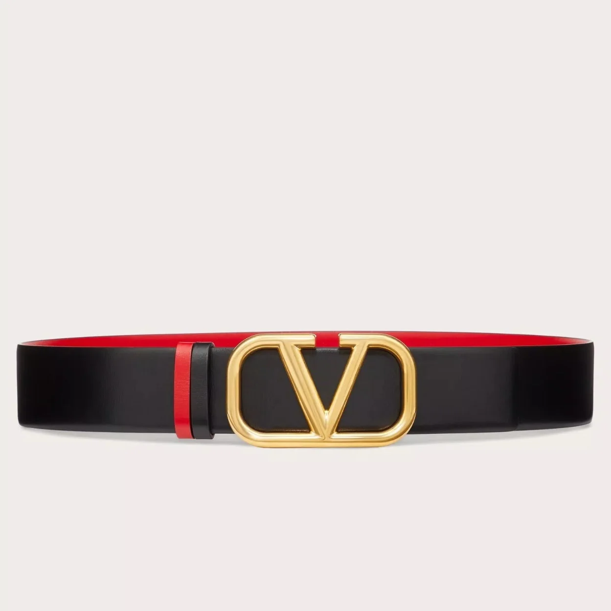 Valentino VLogo Reversible Belt 40mm in Black and Red Calfskin product view 1