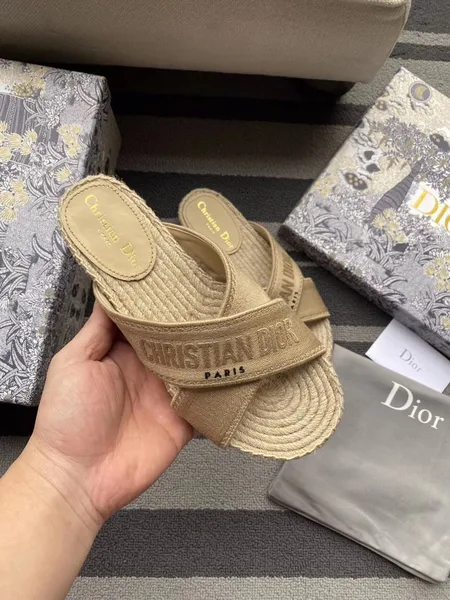 Dior Granville Espadrilles Sandals In Beige Embroidered Cotton product view 4