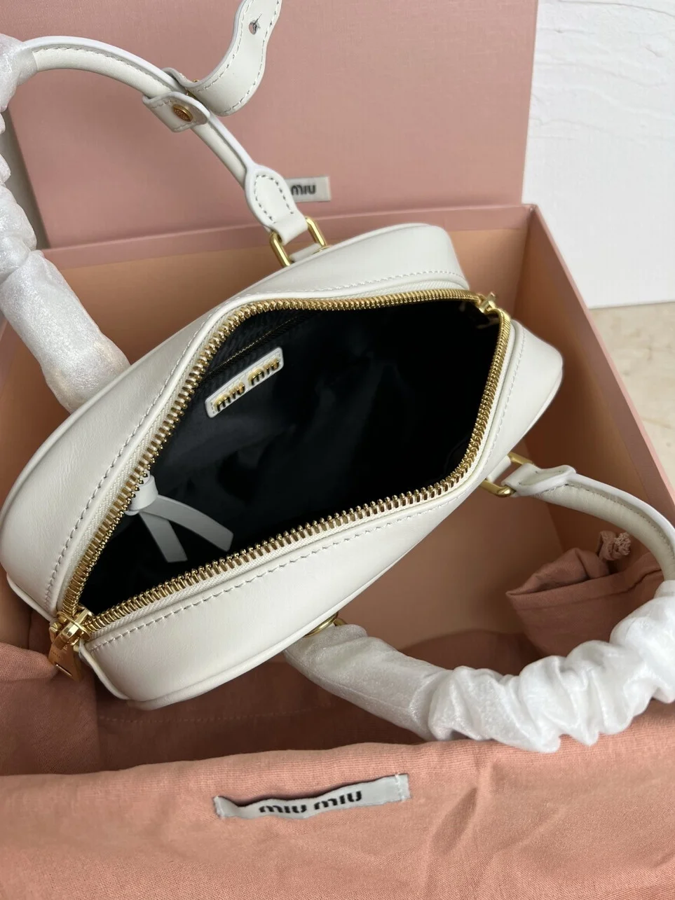 Miu Miu Arcadie Medium Bag in White Leather product view 9