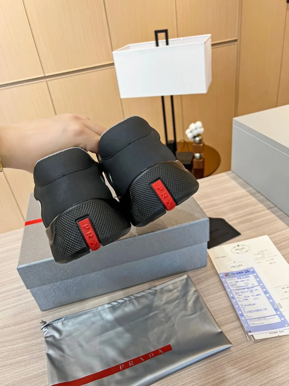 Prada America’s Cup Sneakers in Black Rubber and Bike Fabric product view 2