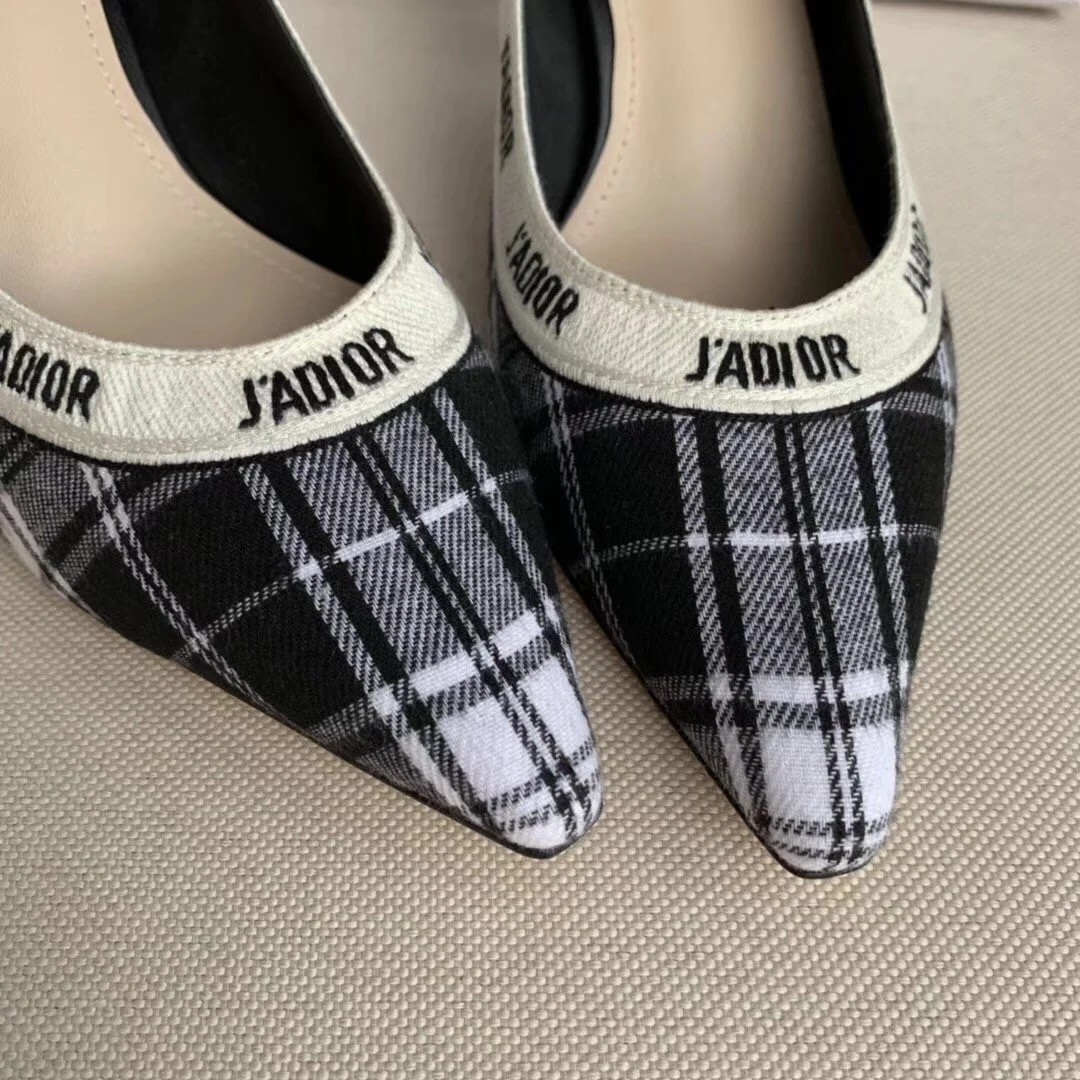 Dior J’Adior Pumps 65mm In Black and White Tartan Fabric product view 5