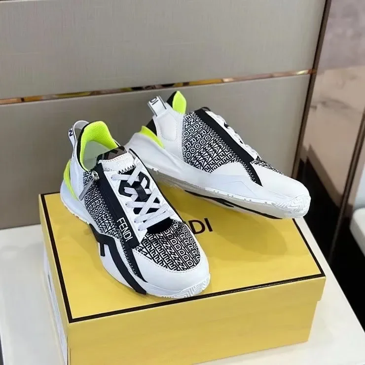Fendi Flow Low-Top Sneakers — Black and White with Neon Accents product view 7