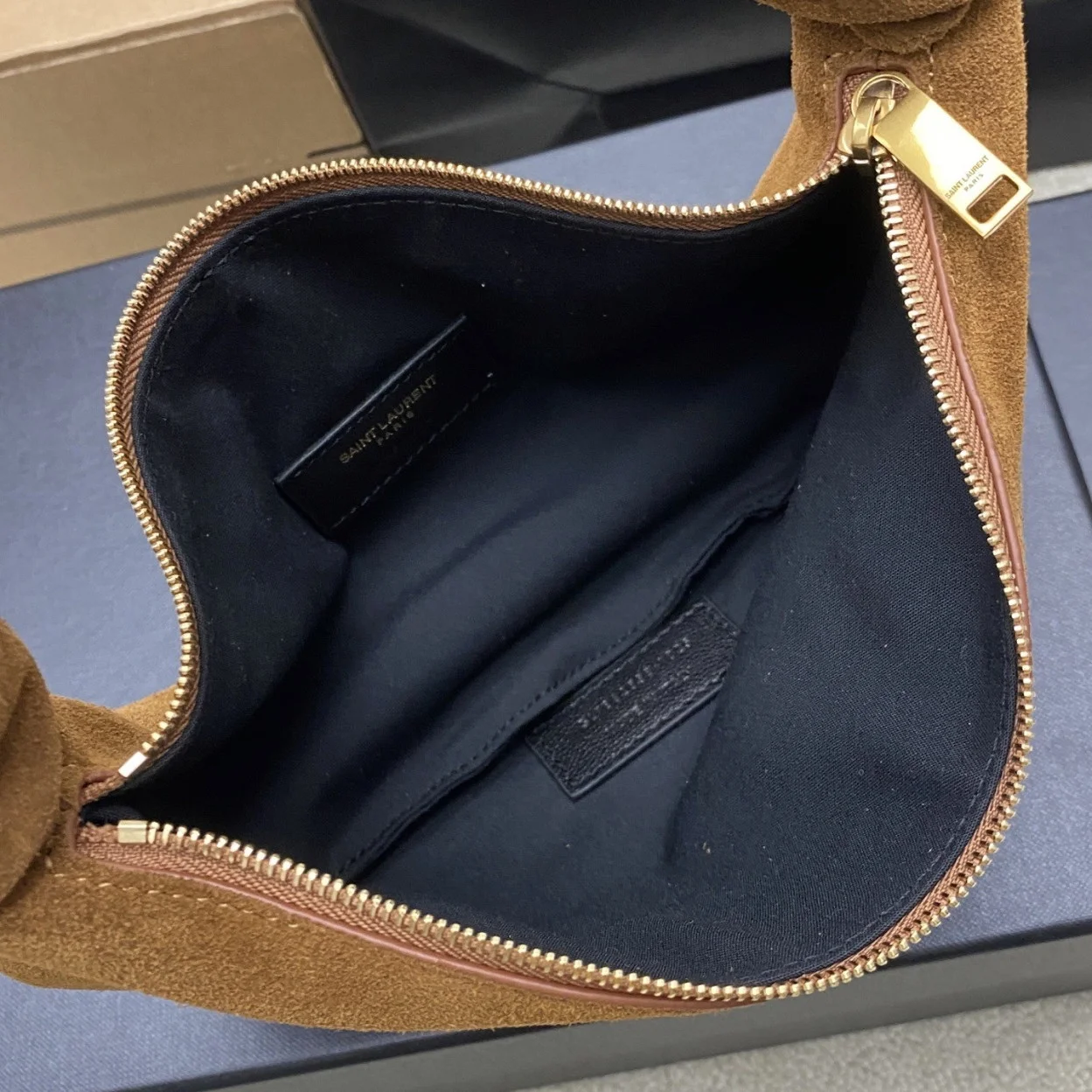 Saint Laurent Amalia Mini Hobo Bag in Brown Suede Calfskin product view 8