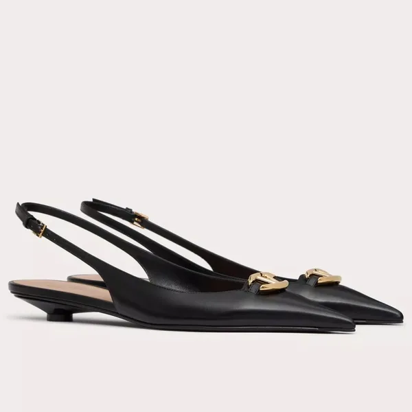 Valentino Bold Edition VLogo Slingback Ballerinas in Black Leather product photo