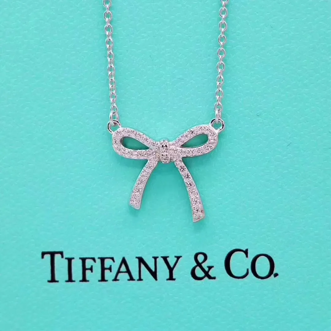 Tiffany & Co. Mini Pavé-Effect Bow Necklace Silver-Tone product view 1