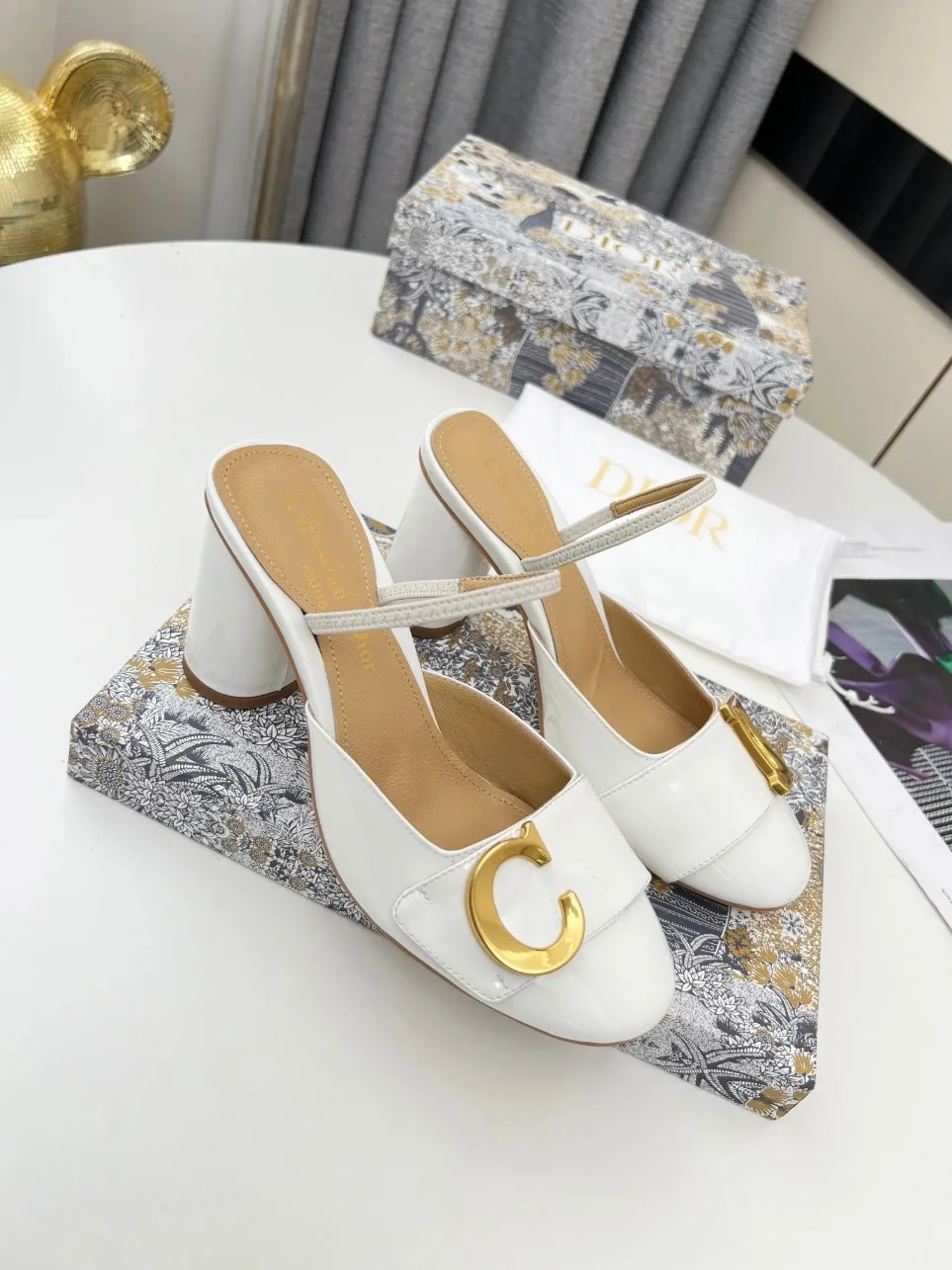 Dior C’est Slingback Pumps 80MM in White Patent Calfskin product view 3