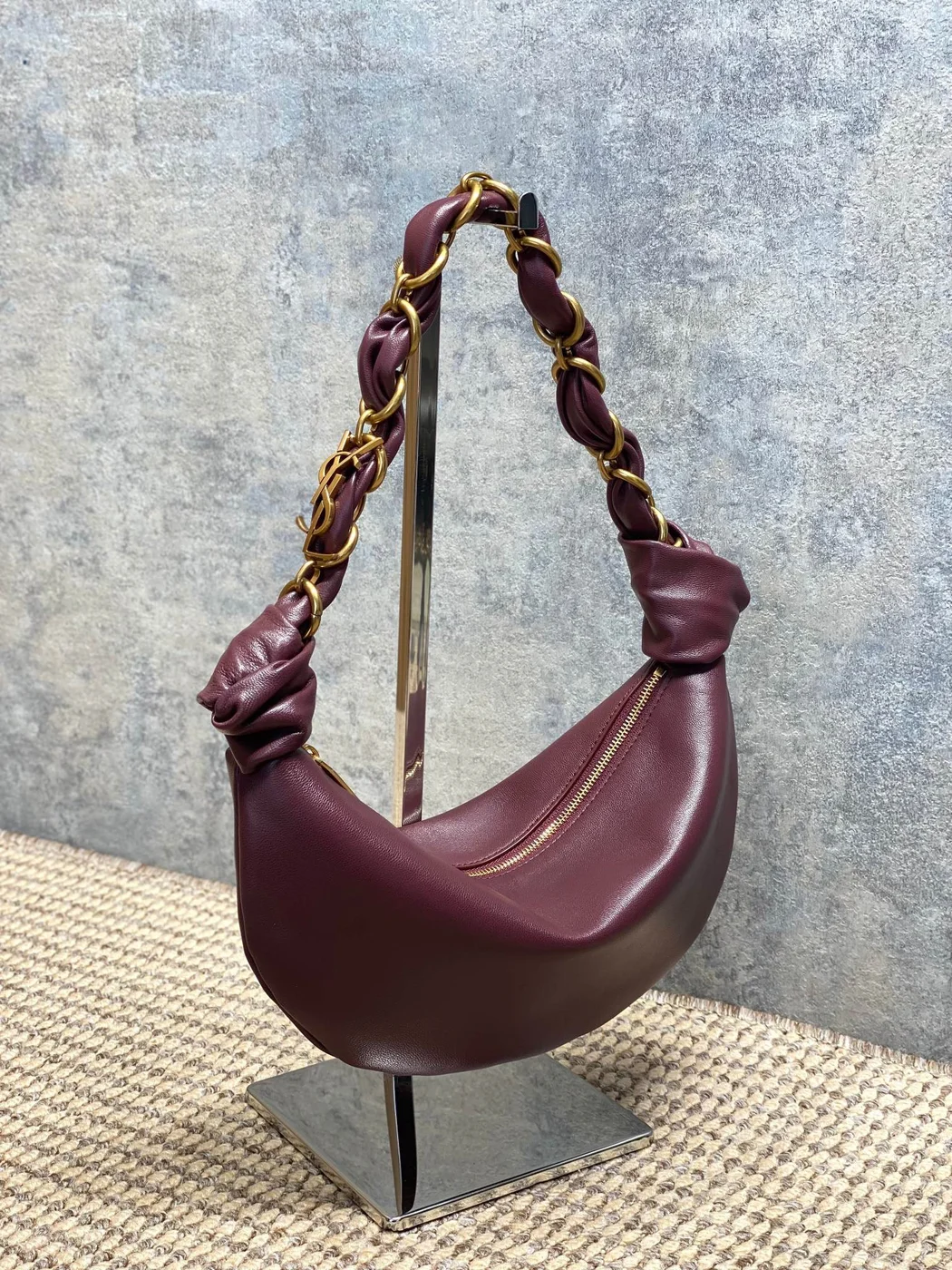 Saint Laurent Amalia Mini Hobo Bag — Burgundy product view 2