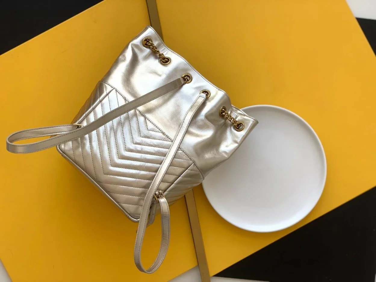 Saint Laurent Joe Backpack In Gold Lame Leather product view 3